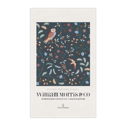 Tea Towel designed by William Morris & Co in a dark blue floral pattern called Newill Collection (Night) - Art Print on a Tea Towel
