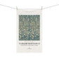 Kitchen Tea Towel designed by May Morris for William Morris & Co in a green floral pattern called Melsetter Collection (Evergreen Teal) an Art Print on a tea Towel