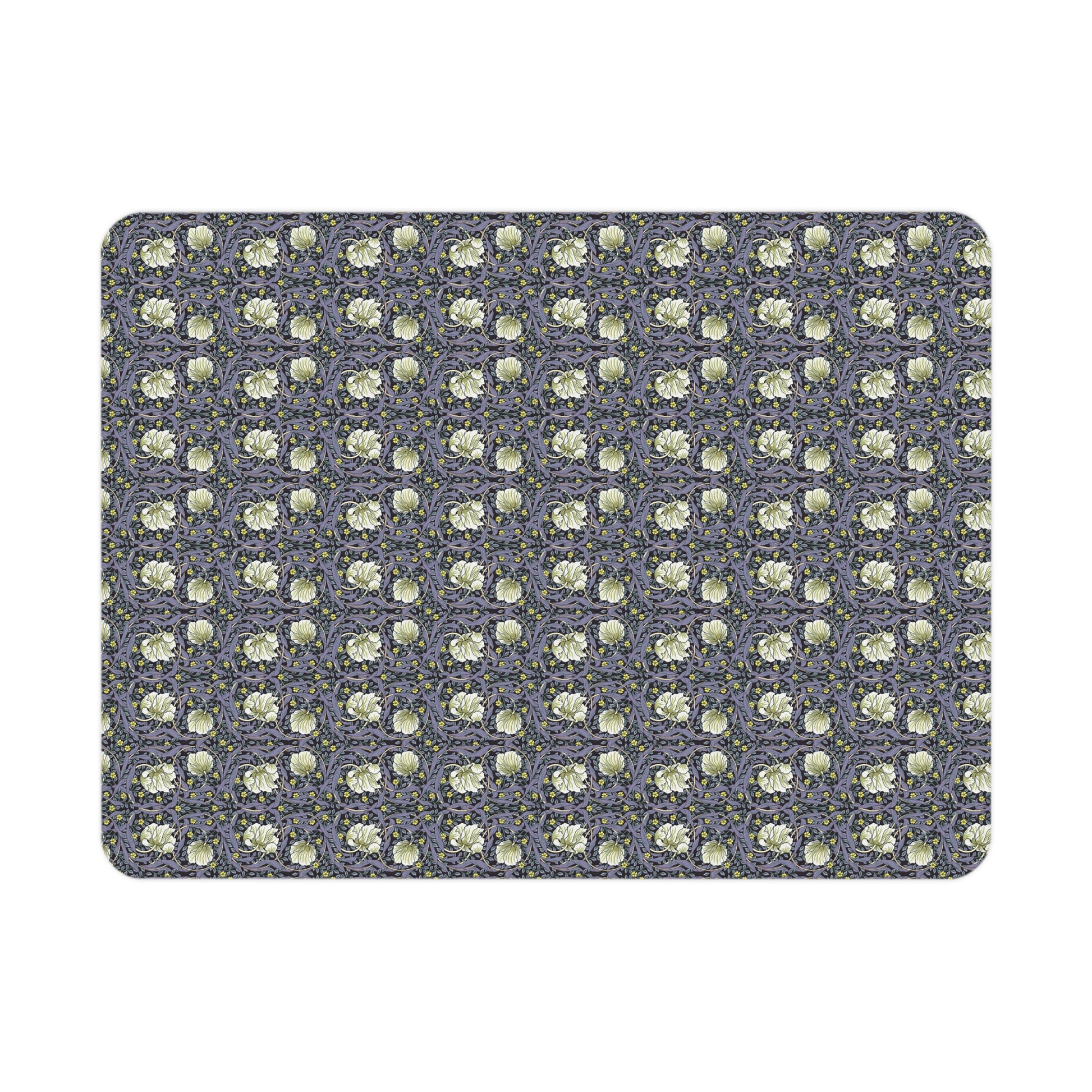 Floral William Morris & Co patterned toddler blanket on a purple and white pimpernel background