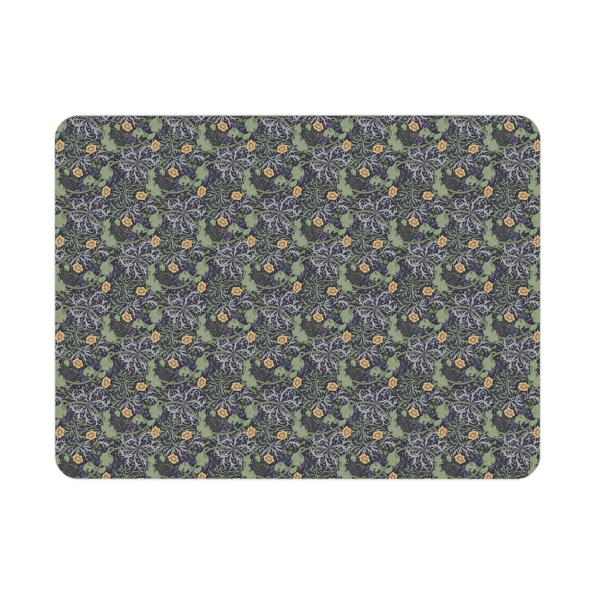 Patterned blanket with floral design on a white background