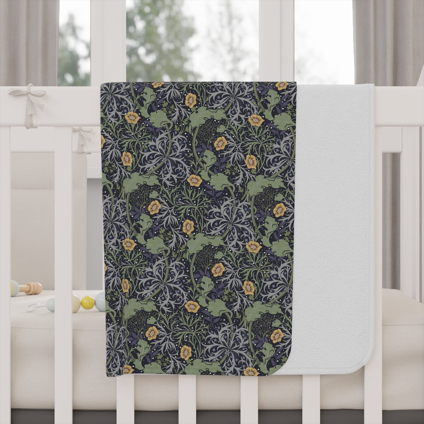 Toddler Blanket inspired by William Morris - Seaweed Collection (Yellow Flower)