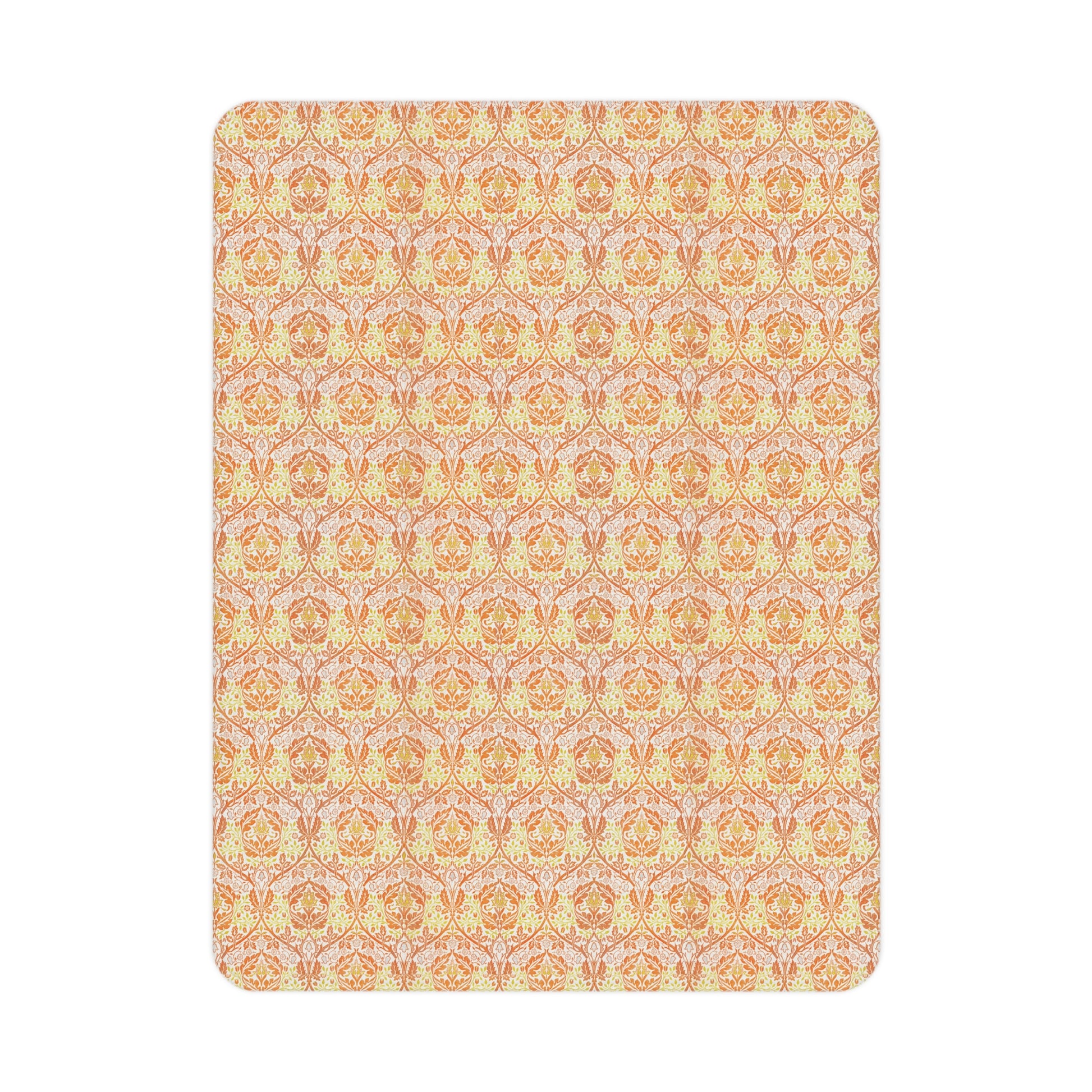 Patterned baby blanket with white border on a white background