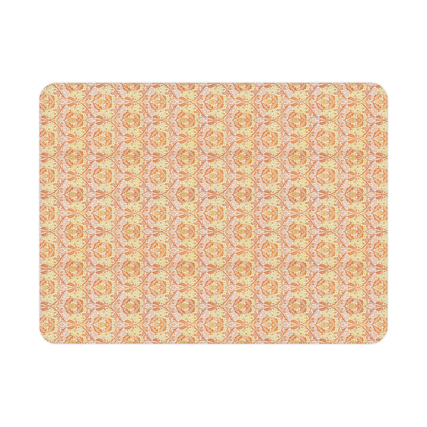 Patterned baby blanket with white border on a white background