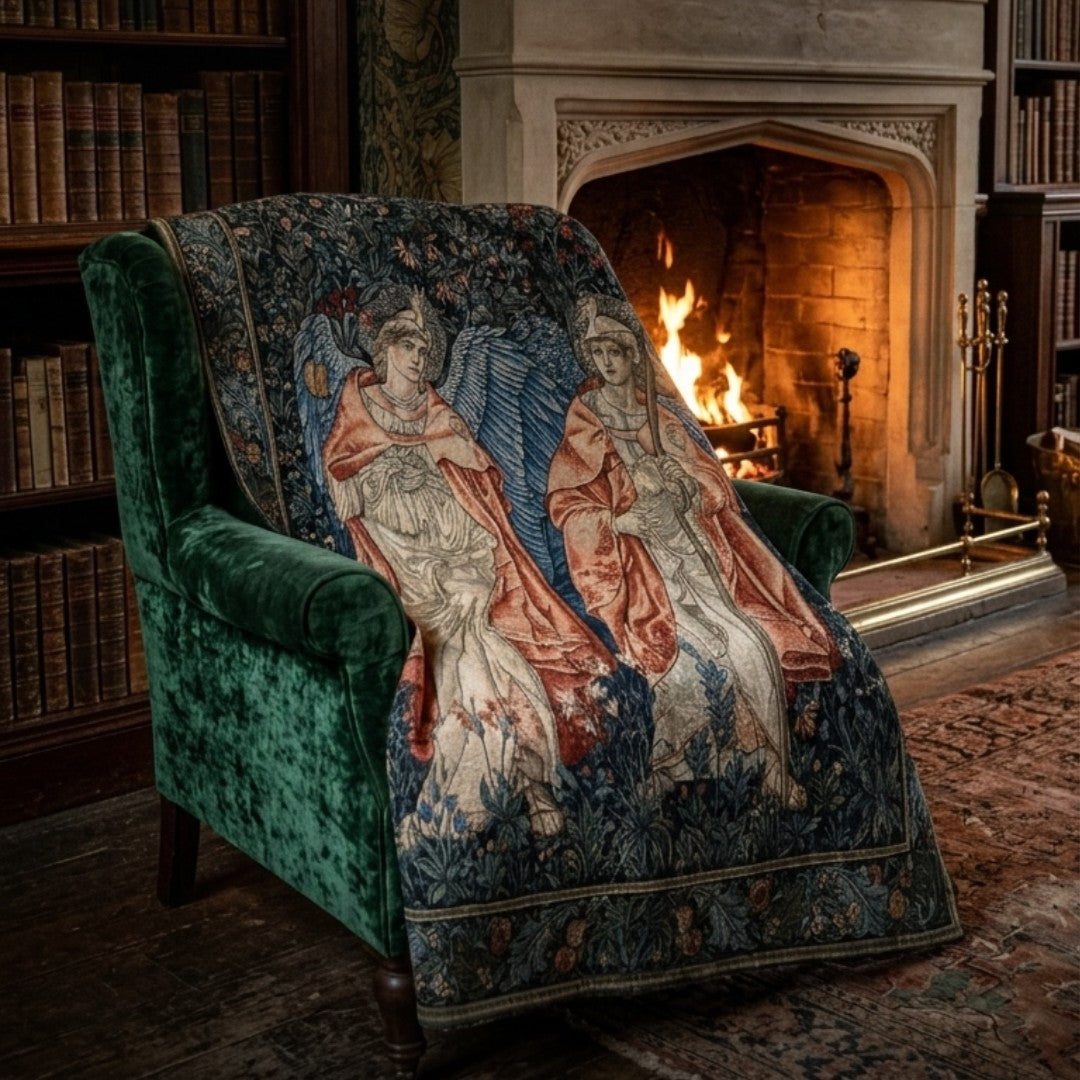 Lush Crushed Velvet Blanket inspired by William Morris & Co in a pattern called Angeli Ministrantes Collection