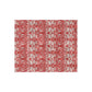 Red and white floral patterned fabric on a white background