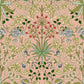 A plush velvet blanket with a floral William Morris & Co pattern in shades of pink and green, with a silky finish.