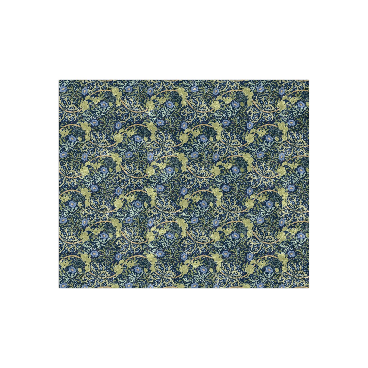 Velvet Blanket inspired by William Morris - Seaweed Collection (Blue Flower)