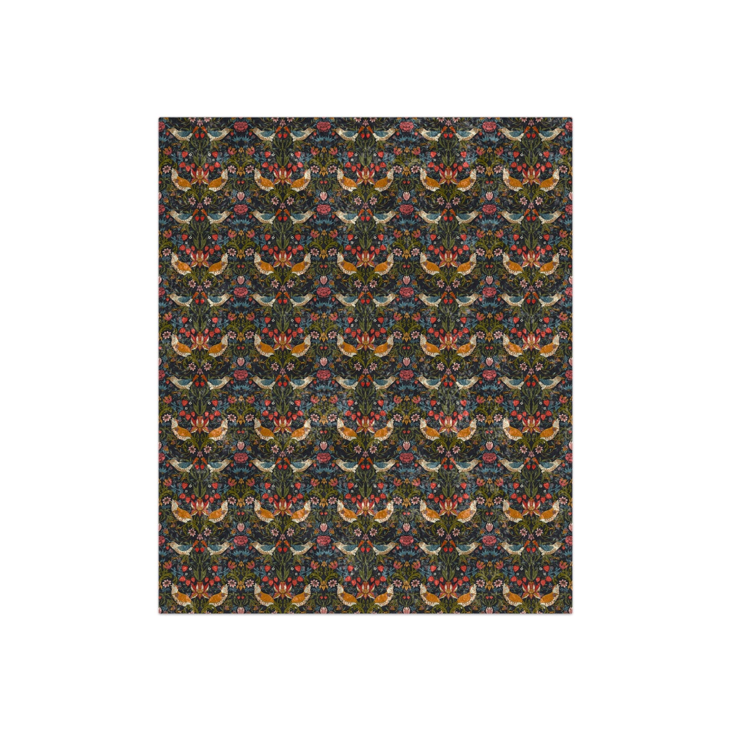 A plush velvet blanket with a floral pattern in shades of black, gray, and white, featuring crushed texture and hemmed edges.