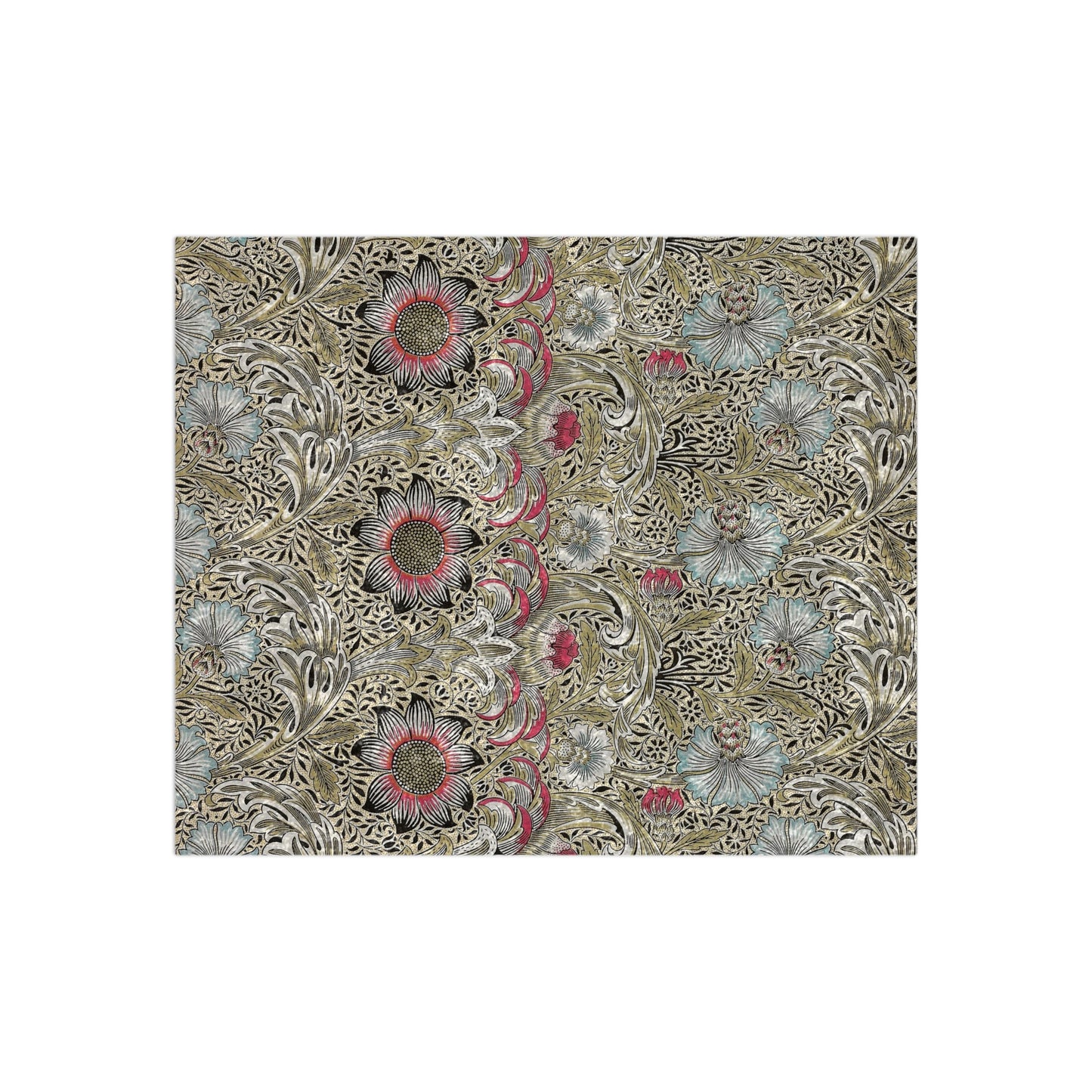 A lush crushed velvet blanket with a William Morris & Co floral pattern inspired by William Morris, in multicolor, with a silky finish.