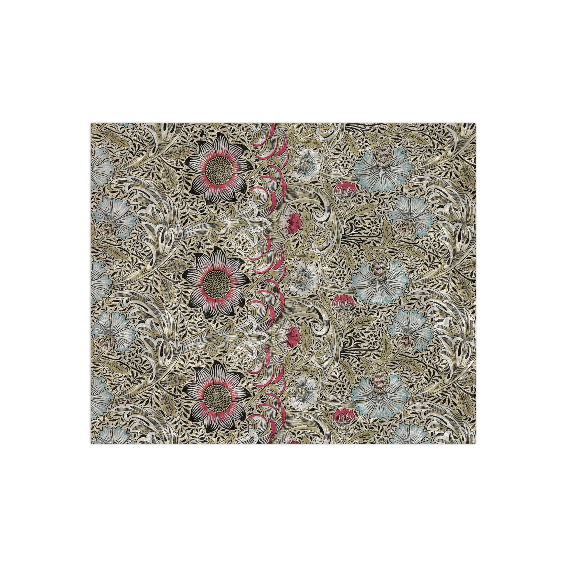 A lush crushed velvet blanket with a William Morris & Co floral pattern inspired by William Morris, in multicolor, with a silky finish.