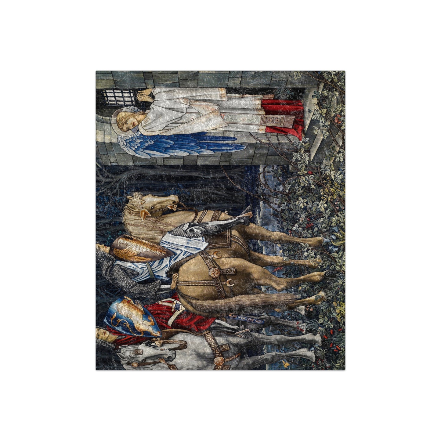 A crushed velvet blanket with a floral pattern on a dark background, folded to show both sides.