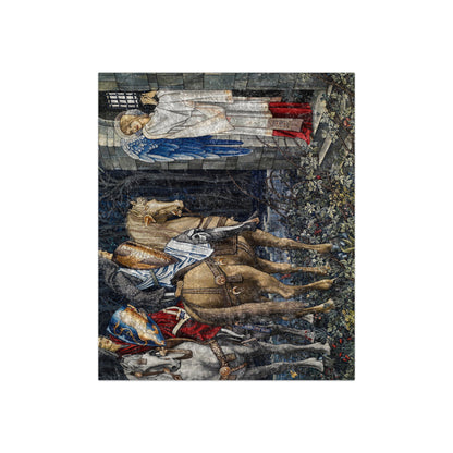 A crushed velvet blanket with a floral pattern on a dark background, folded to show both sides.