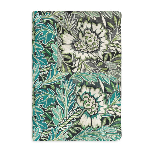 Luxury Velveteen Minky Blanket (Two-sided print) inspired by William Morris - Anemone Collection (Grey/Aqua)