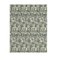 Luxury Velveteen Minky Blanket (Two-sided print) inspired by William Morris & Co for a pattern called Anemone Collection (Grey/Aqua)