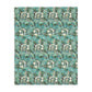 Luxury Velveteen Minky Blanket (Two-sided print) inspired by William Morris & Co for a pattern called Anemone Collection (Grey/Aqua)