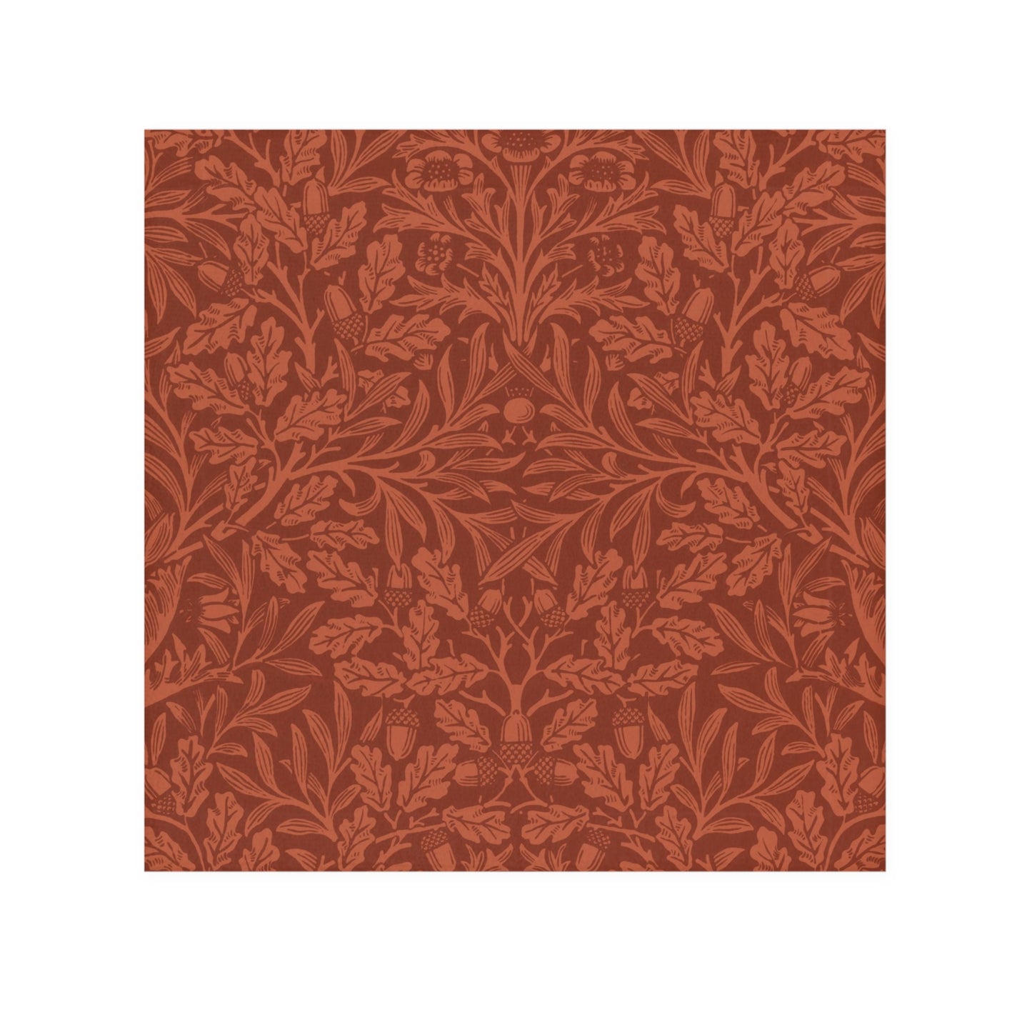Red fabric with a leaf pattern on a white background