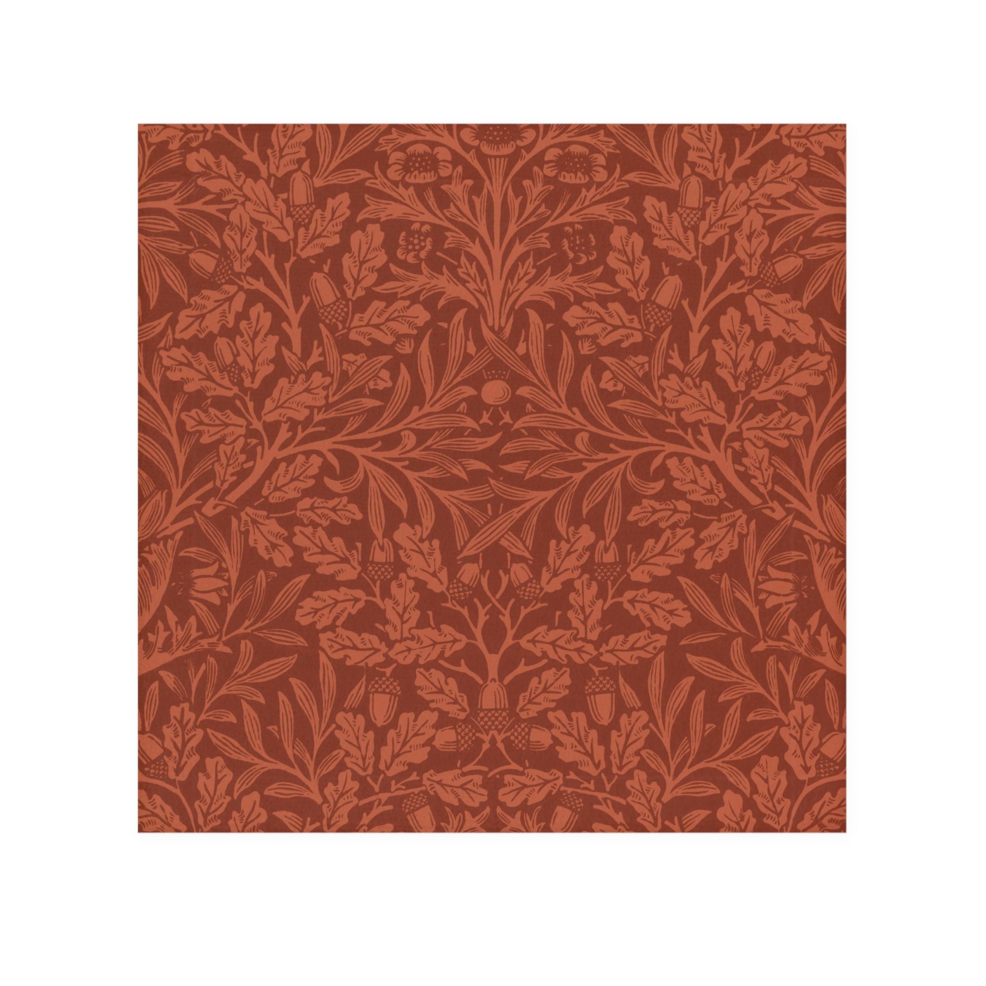 Red fabric with a leaf pattern on a white background