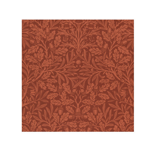 Red fabric with a leaf pattern on a white background