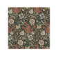 Floral and leaf pattern with a fox design on a brown background
