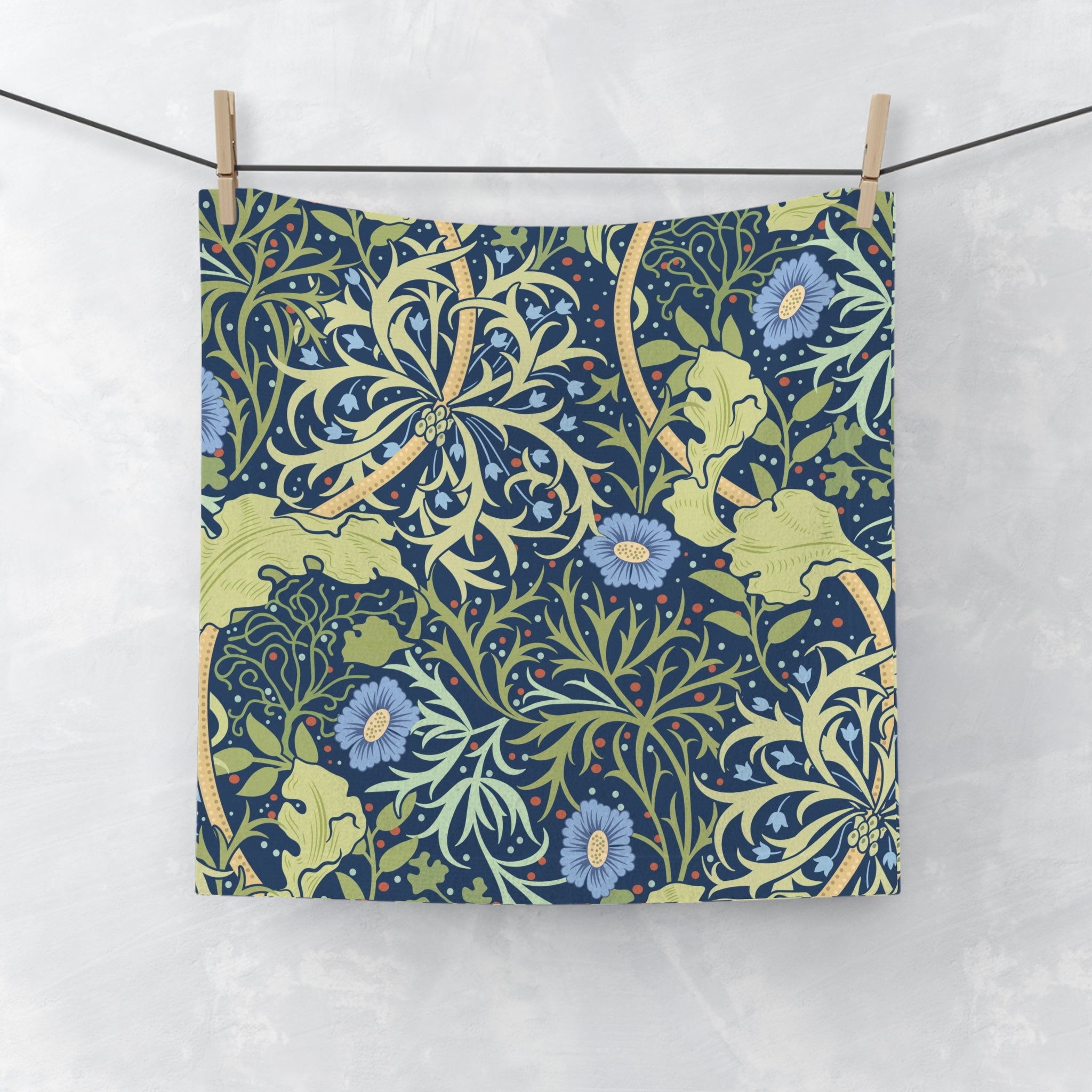 Washcloth by William Morris - Seaweed Collection (Blue Flower