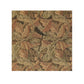 A brown and white washcloth with floral patterns inspired by William Morris, featuring leaves and acanthus designs.