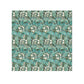 A white washcloth with a floral pattern inspired by William Morris, featuring green and blue colours.