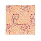 Patterned washcloth with red and orange floral design on a white background