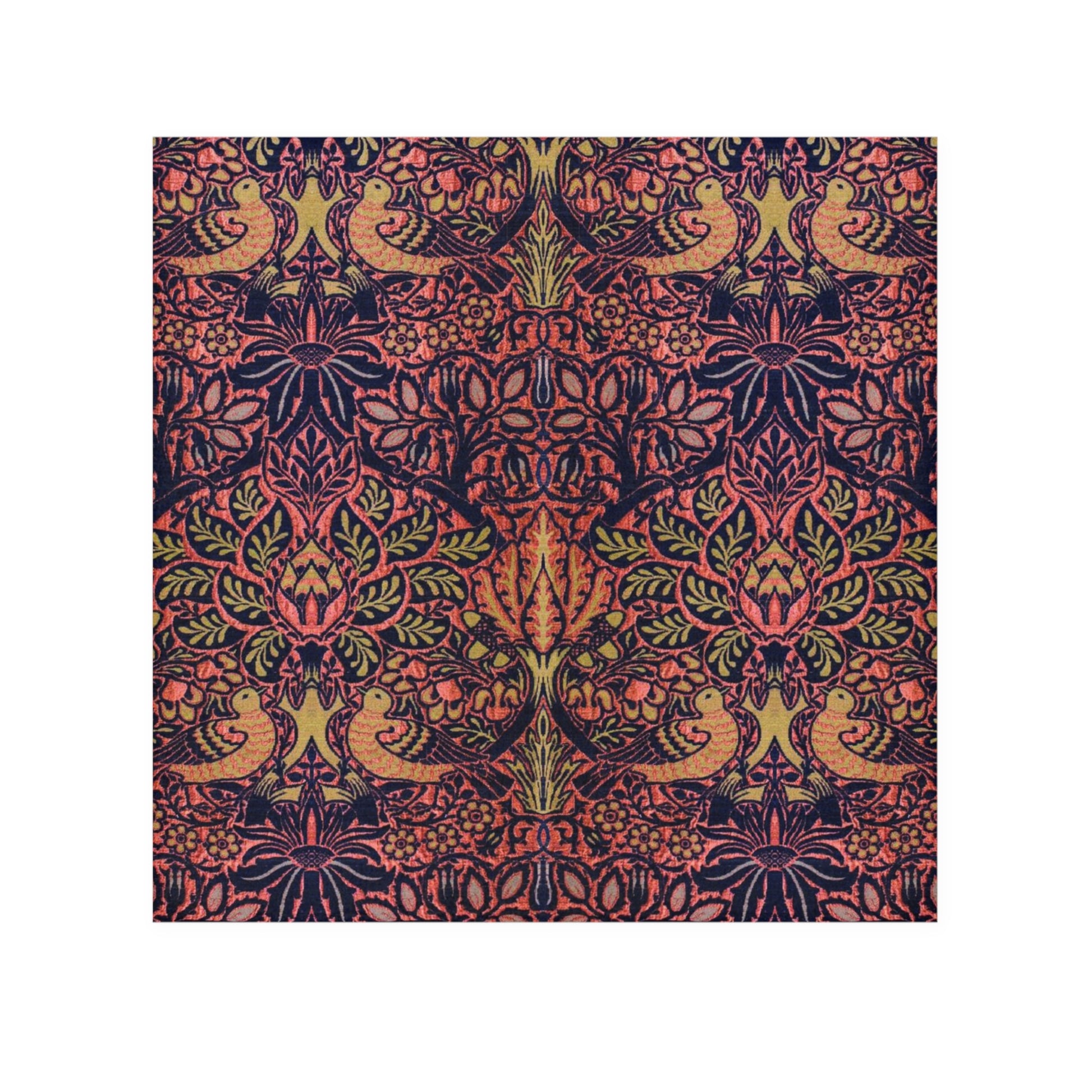 A multicolored floral patterned washcloth inspired by William Morris' arts and crafts floral patterns.