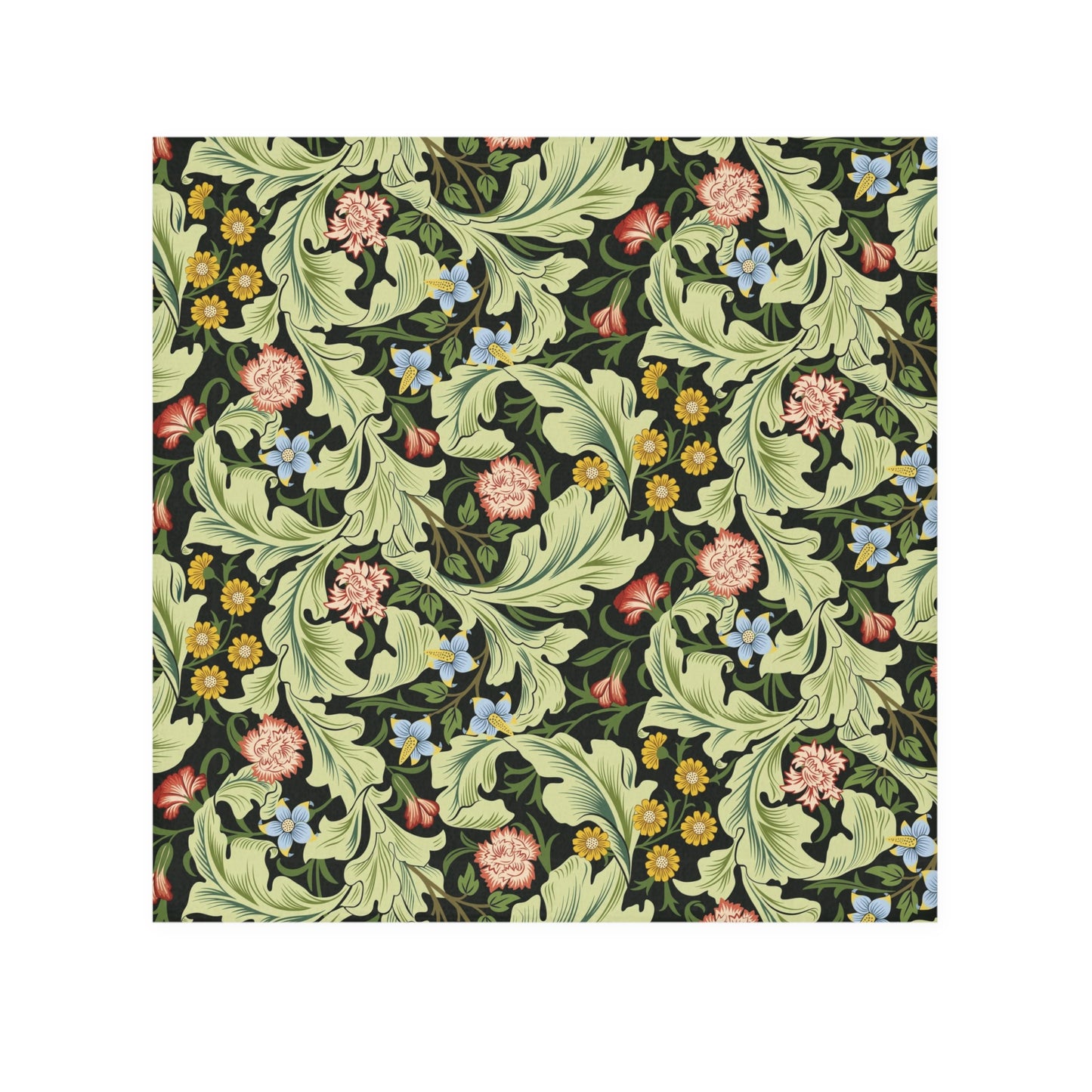 Floral pattern washcloth with green leaves and colourful flowers on a black background