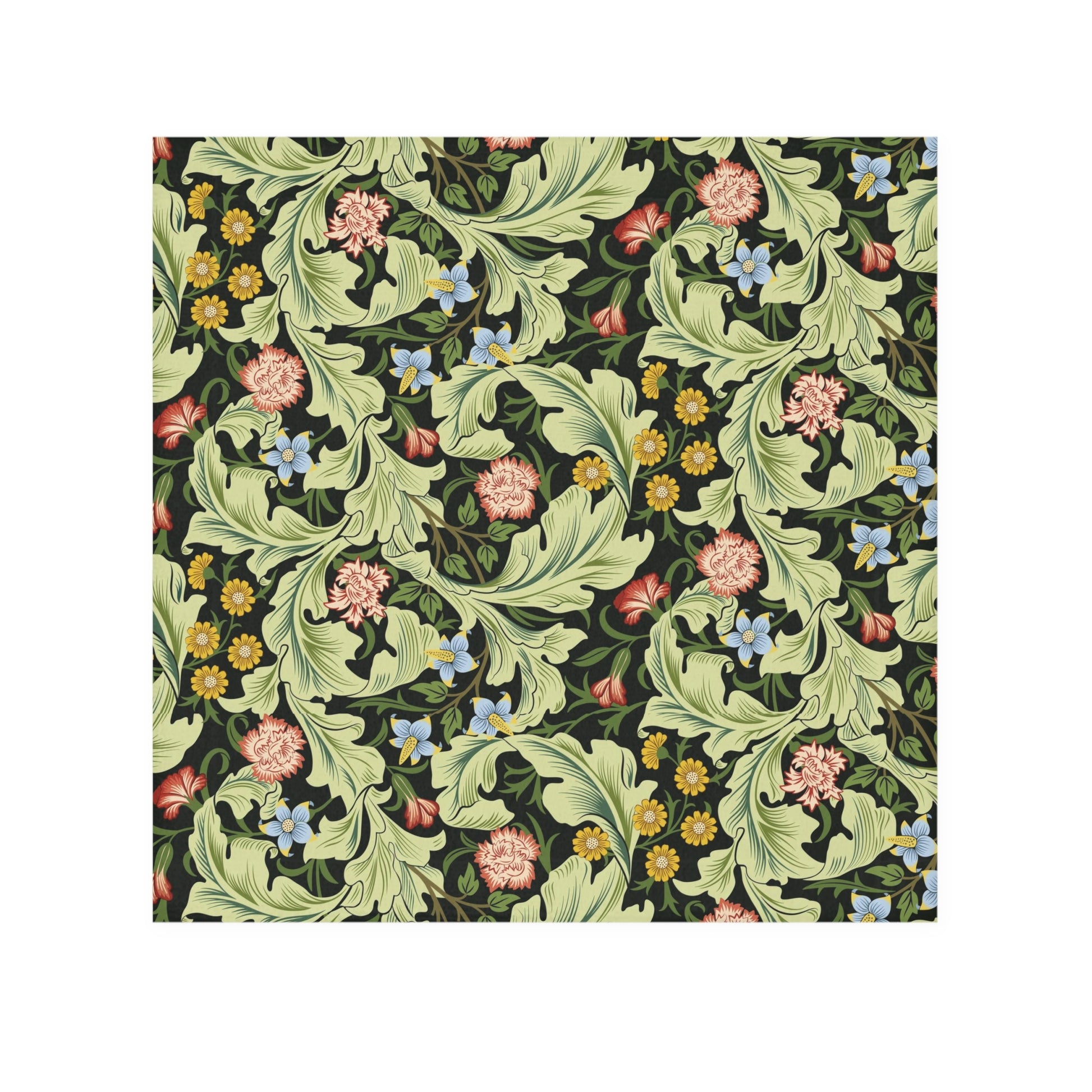 Floral pattern washcloth with green leaves and colourful flowers on a black background