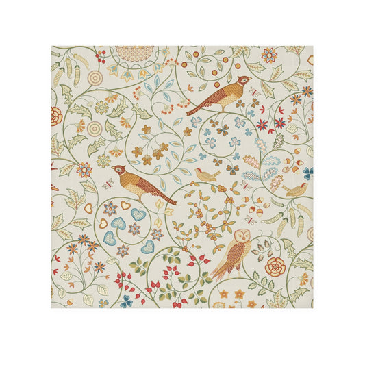 Patterned paper with birds, flowers, and hearts on a white background
