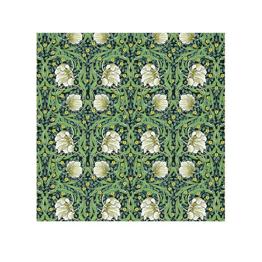 Floral pattern with white flowers and green leaves on a dark background