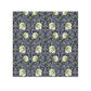 Floral patterned fabric swatch with green flowers on a dark blue background