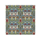 A multicolored floral patterned washcloth inspired by William Morris' Snakeshead Collection.
