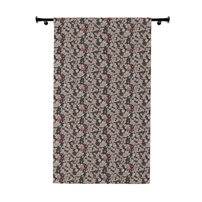 Floral patterned curtain on a white background