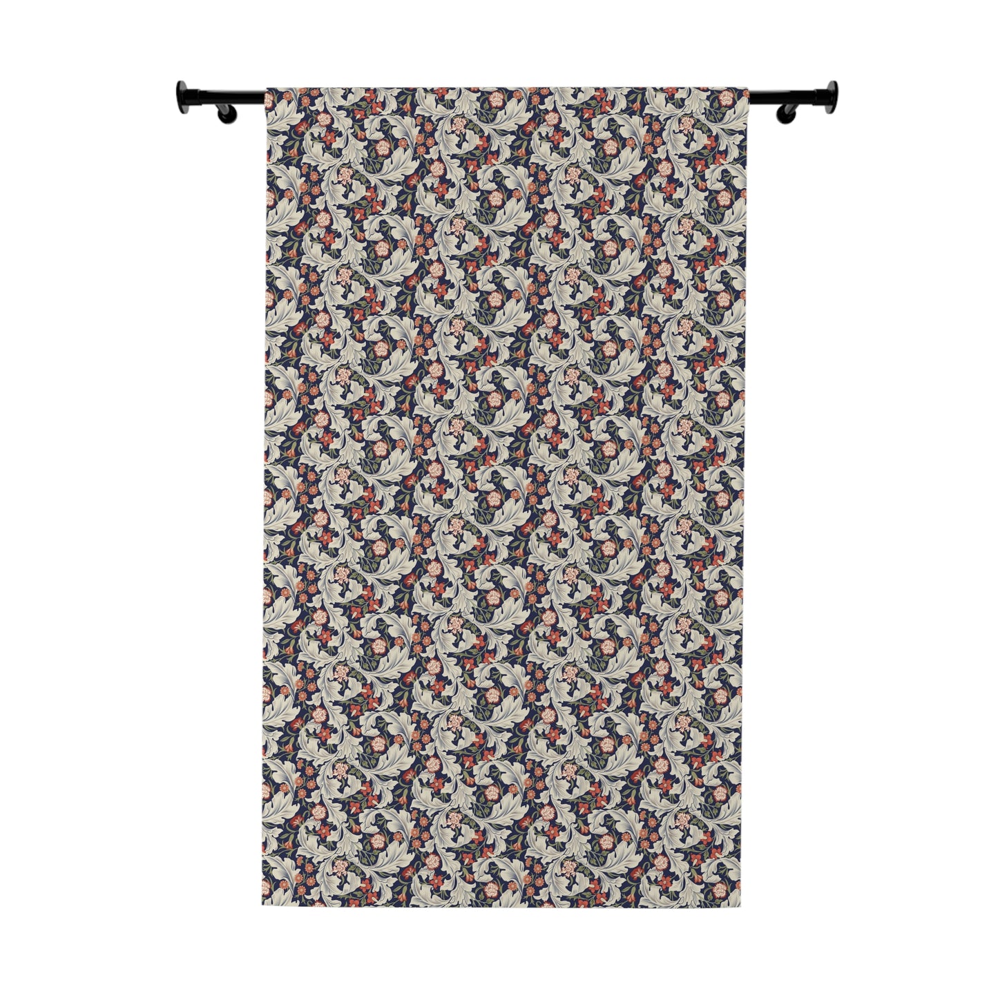 Floral patterned curtain on a white background