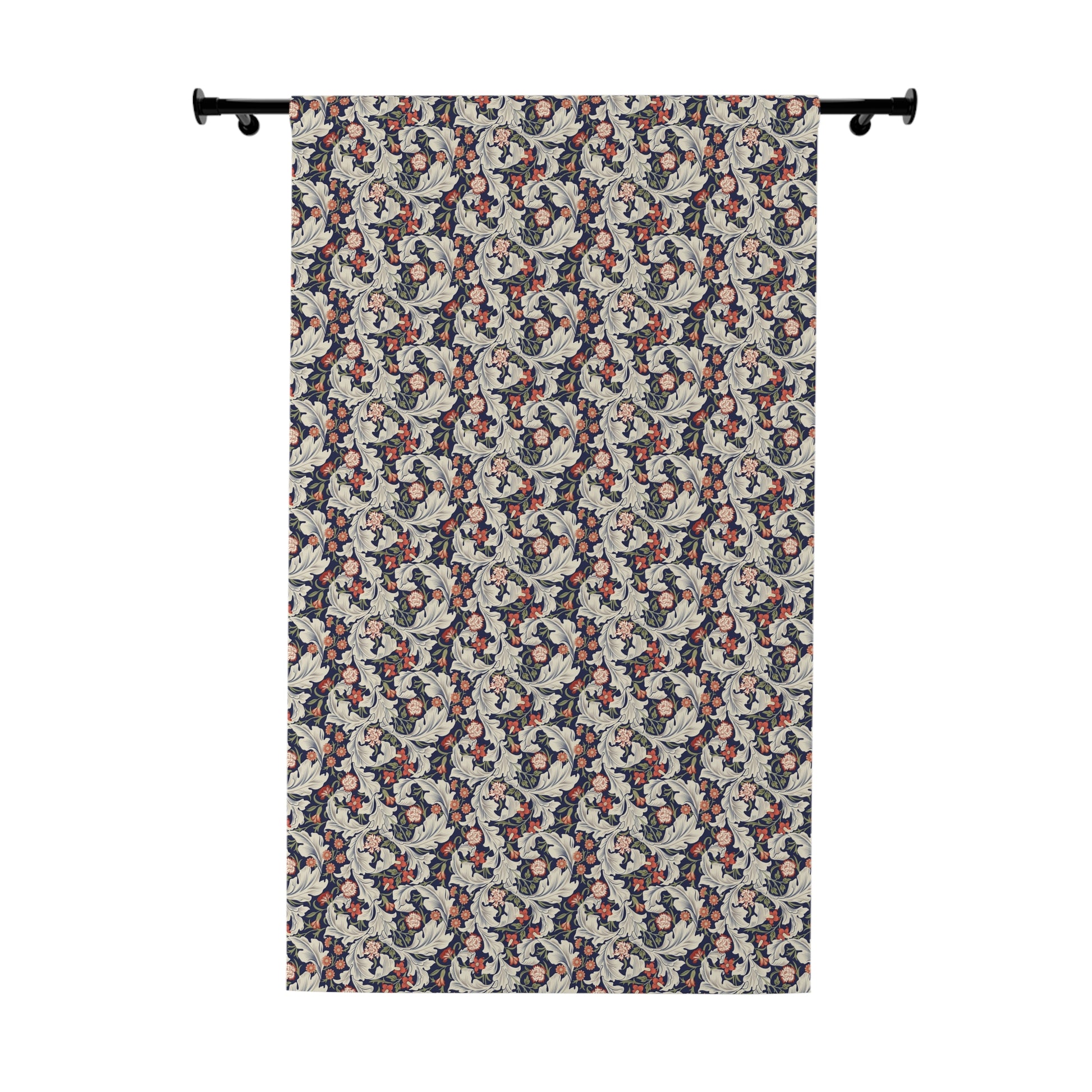 Floral patterned curtain on a white background
