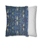 Two pillows, one with a blue floral pattern and the other with a white stripe pattern, on a white background.