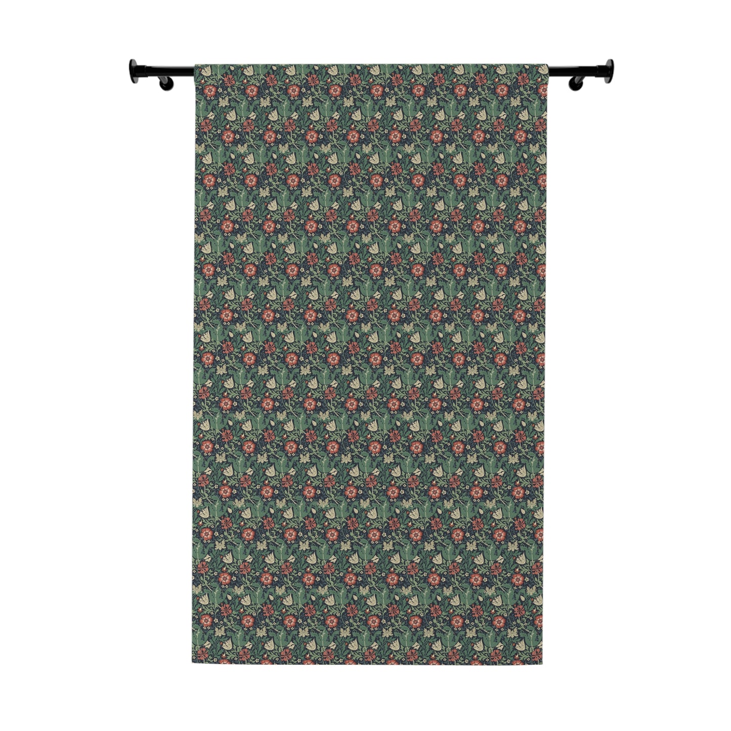 Floral patterned curtain on a white background
