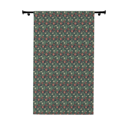 Floral patterned curtain on a white background