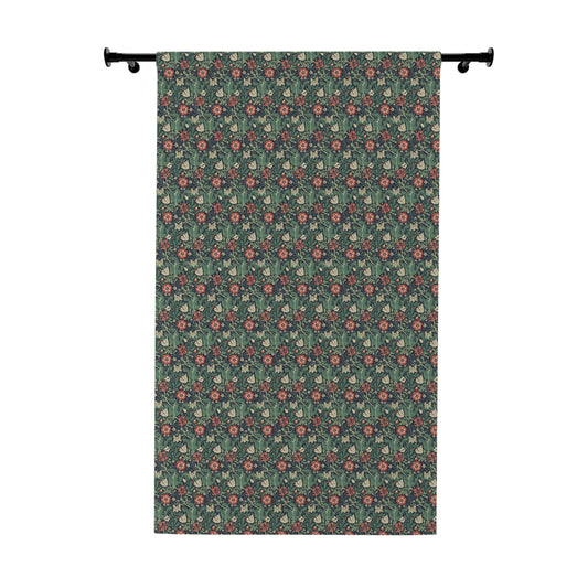Floral patterned curtain on a white background