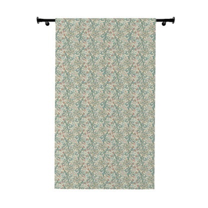 Floral patterned curtain on a white background