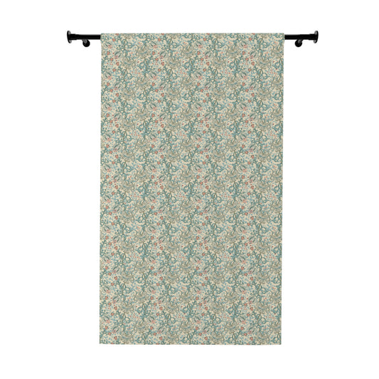 Floral patterned curtain on a white background
