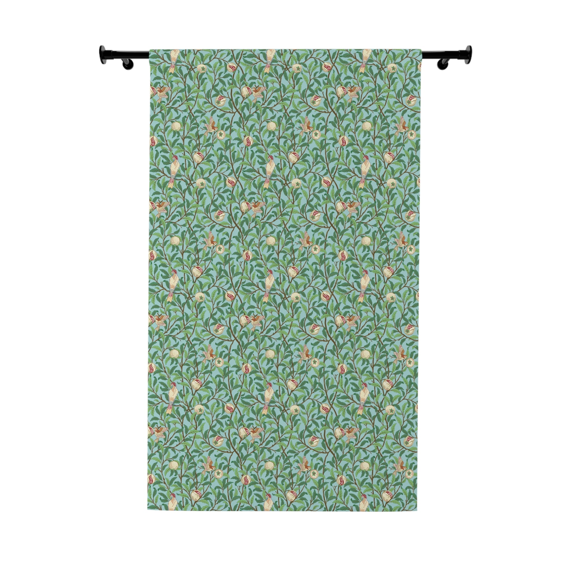 Floral patterned curtain on a white background