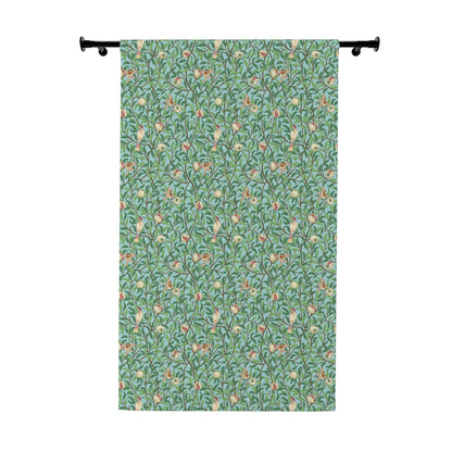 Floral patterned curtain on a white background