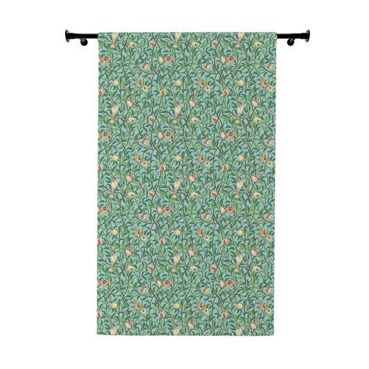 Floral patterned curtain on a white background
