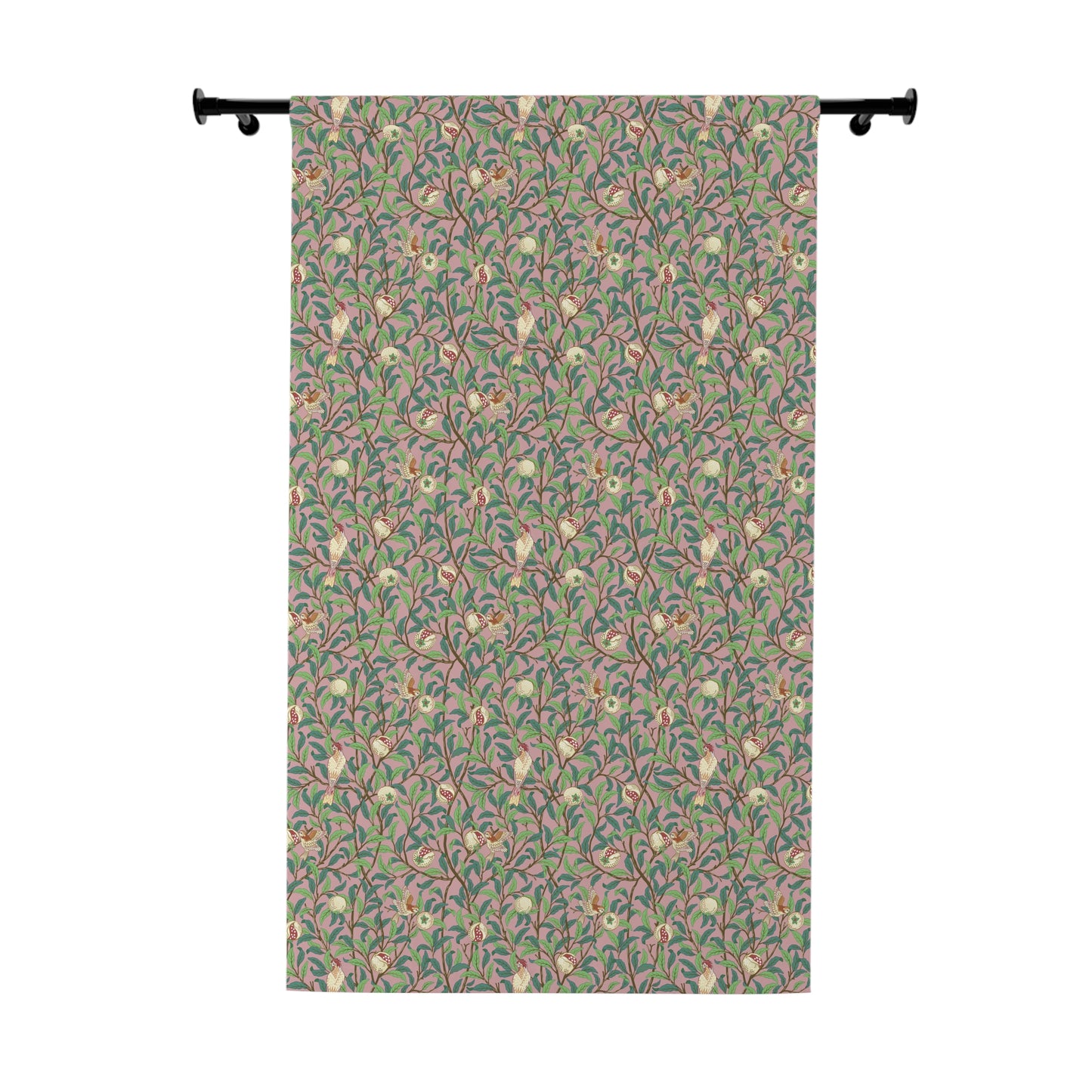 Floral patterned curtain on a white background