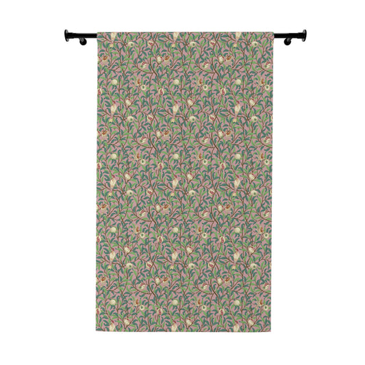 Floral patterned curtain on a white background