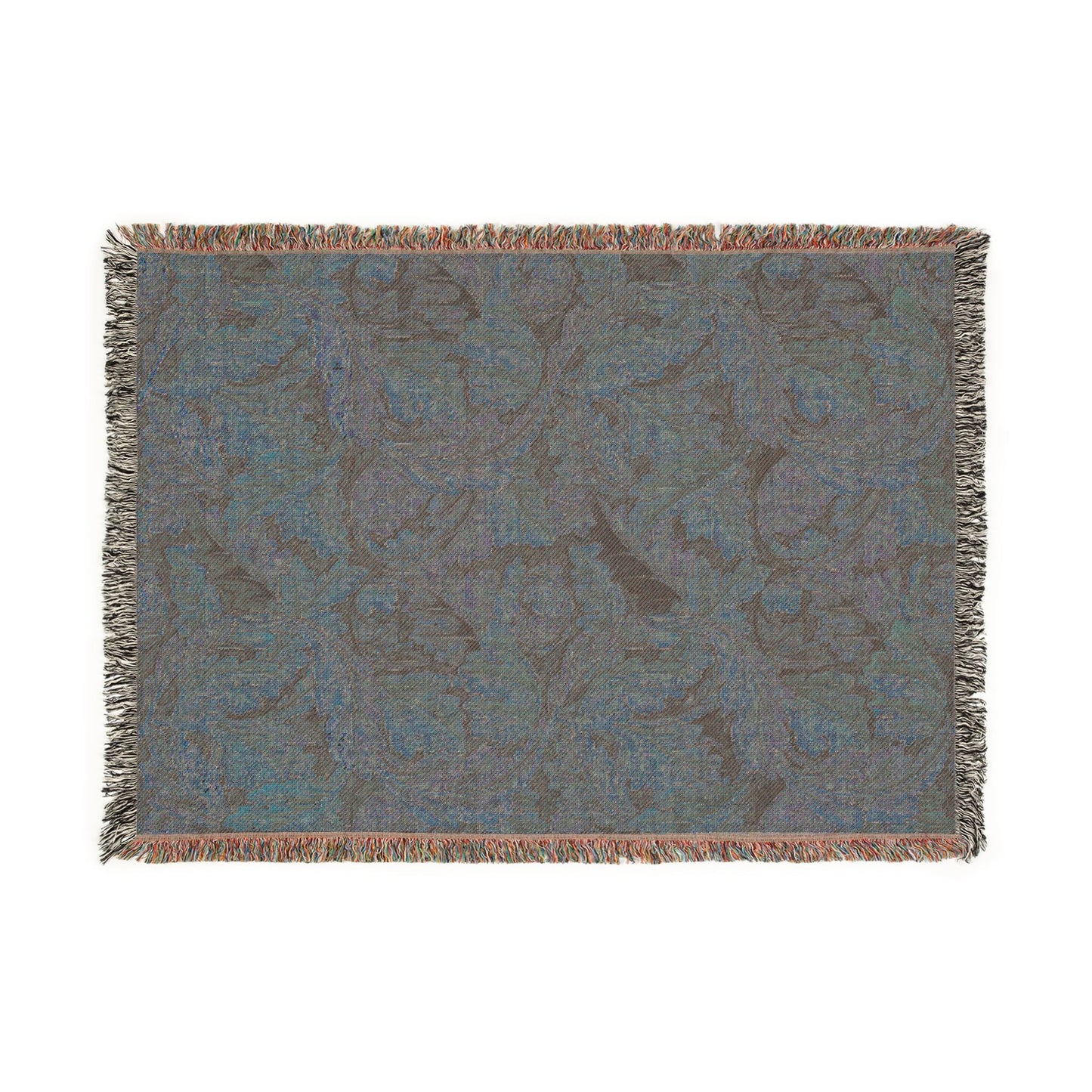 Textured throw blanket with a pattern on a white background