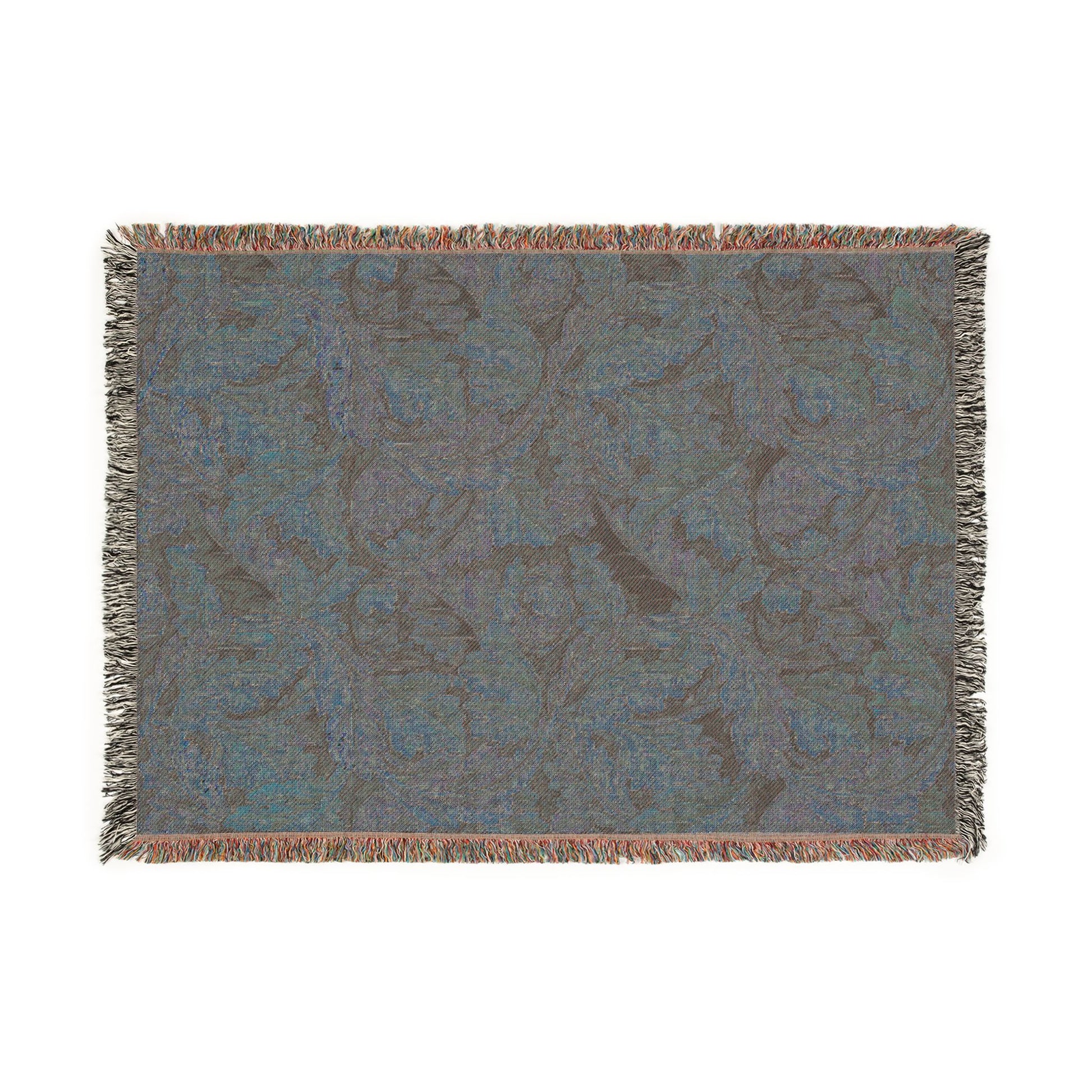 Textured throw blanket with a pattern on a white background